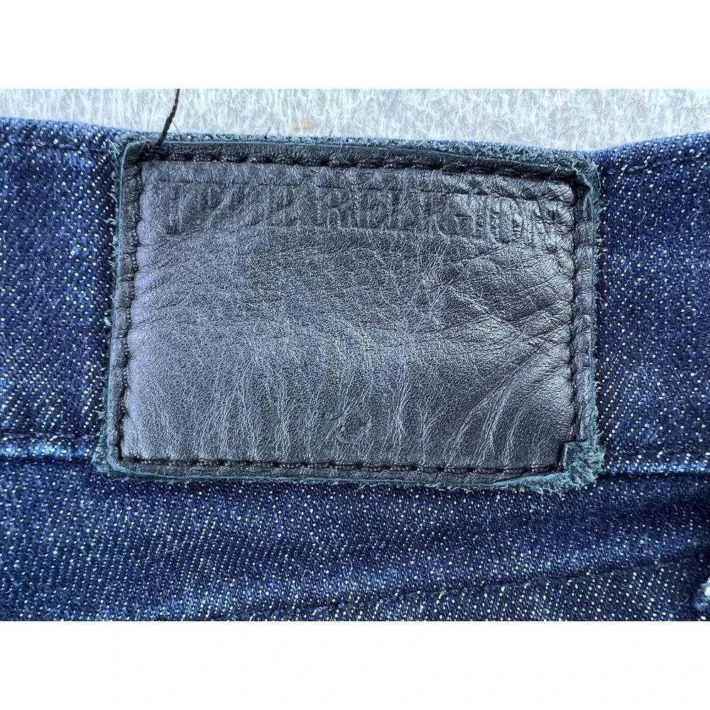 True Religion Ricky Relaxed Straight Jeans Mens 36x26 Blue Stretch Denim USA